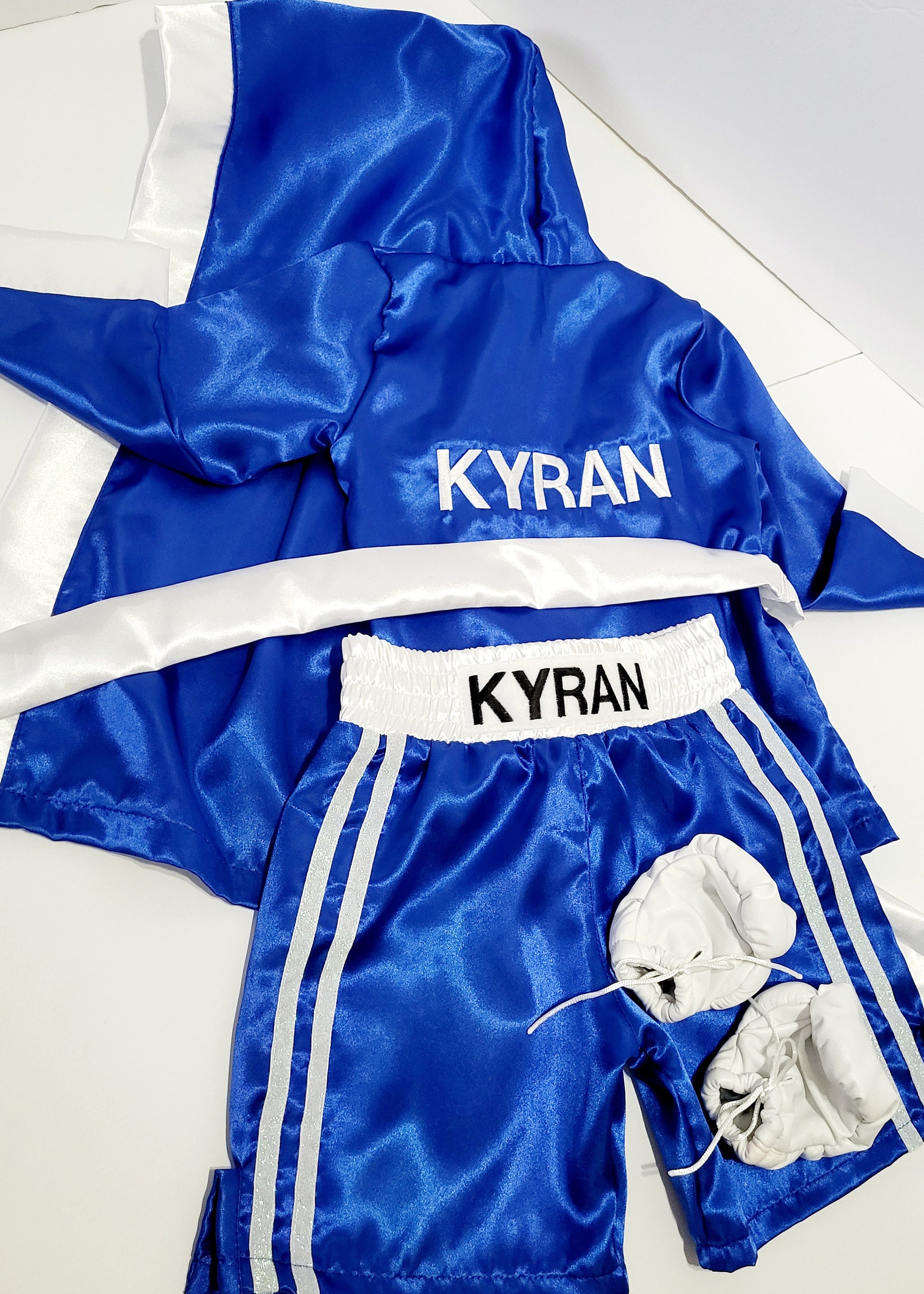 Personalized Boxing Set Robe, Shorts, Wearable Baby Gloves