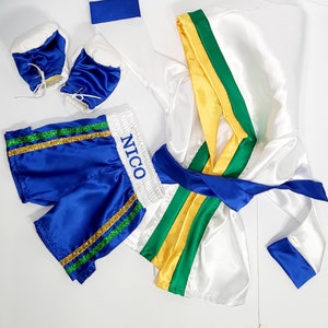 Personalized Boxing Set Robe, Shorts, Wearable Baby Gloves