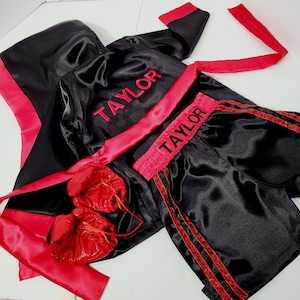 Personalized Boxing Set Robe, Shorts, Wearable Baby Gloves
