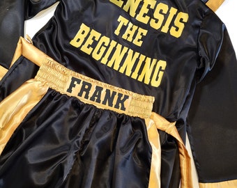 Personalized adult boxing set robe, shorts.