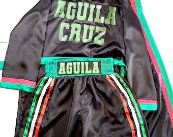 Conjunto de boxeo personalizado para adultos, bata y pantalón corto.