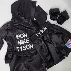 Personalized Boxing Set Robe, Shorts, Wearable Baby Gloves