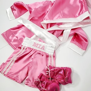Personalized Boxing Set Robe, Shorts, Wearable Baby Gloves