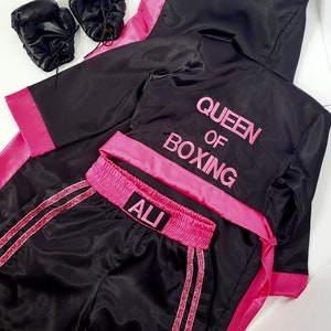 Personalized Boxing Set Robe, Shorts, Wearable Baby Gloves