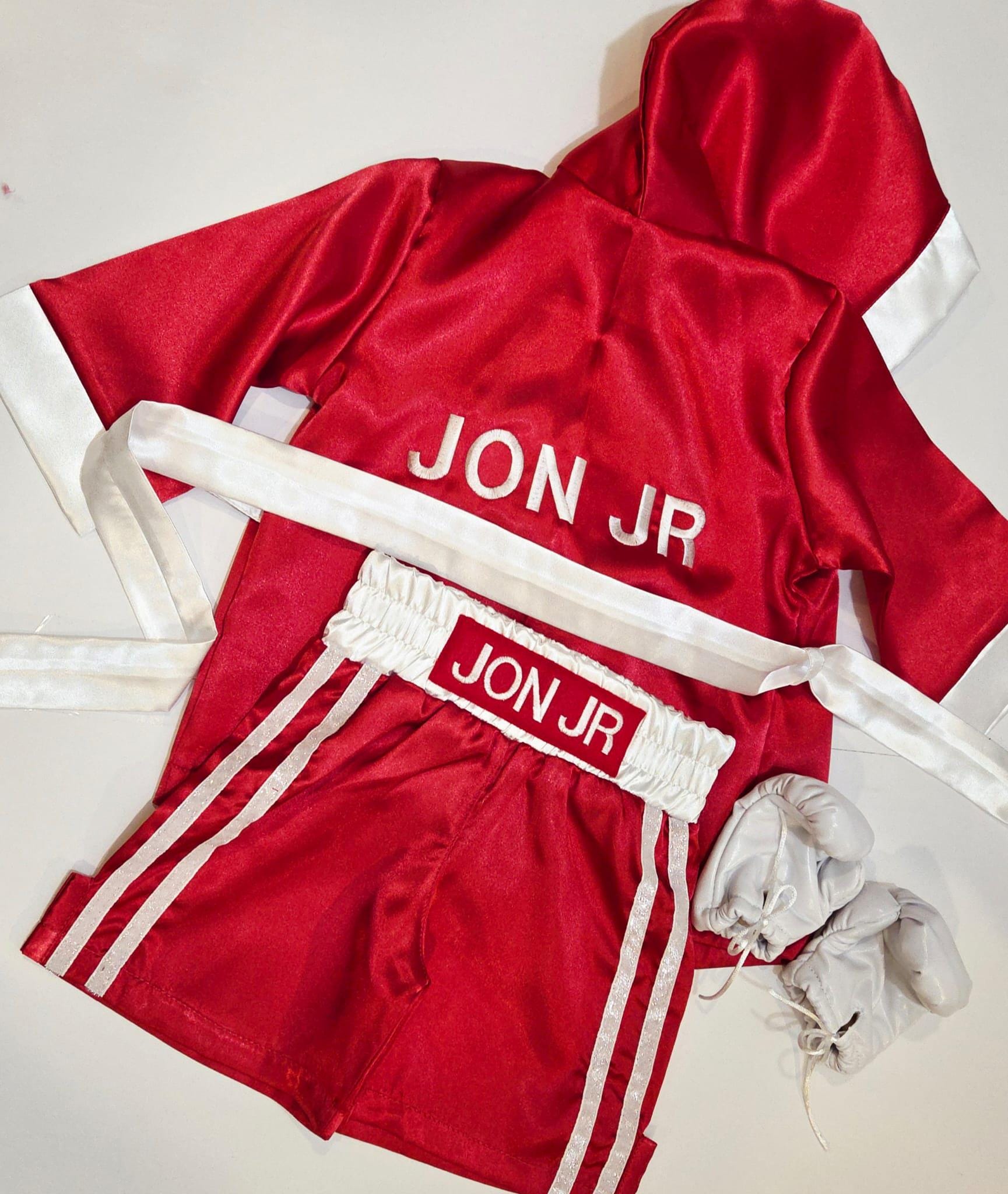 Personalized Boxing Set Robe, Shorts, Wearable Baby Gloves