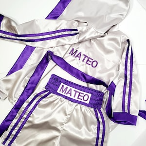Personalized Boxing Set Robe, Shorts, Wearable Baby Gloves