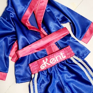 Personalized Boxing Set Robe, Shorts, Wearable Baby Gloves