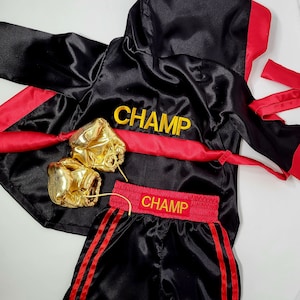Personalized Boxing Set Robe, Shorts, Wearable Baby Gloves