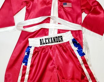 Personalized adult Boxing Set Robe + Shorts, trunks,