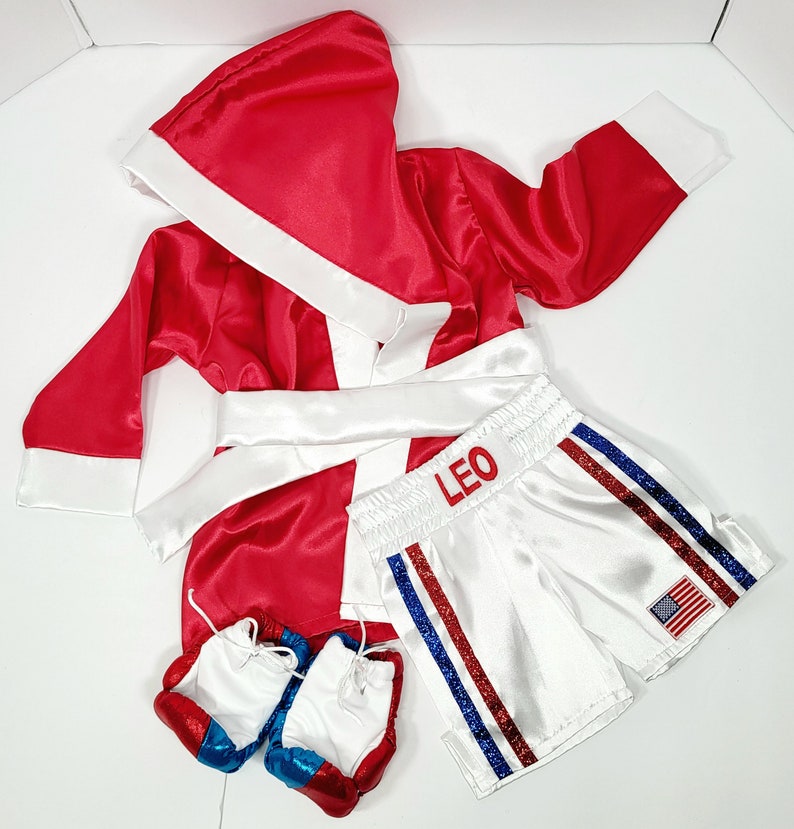 Kids personalized boxing set robe, shorts, baby gloves. image 8