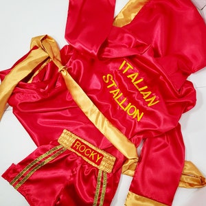Personalized Boxing Set Robe, Shorts, Wearable Baby Gloves