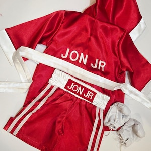 Personalized Boxing Set Robe, Shorts, Wearable Baby Gloves