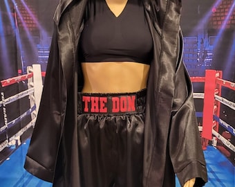 Personalized Satin Boxing Robe and Shorts Set - USA Made