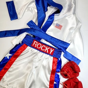 Personalized Boxing Set Robe, Shorts, Wearable Baby Gloves