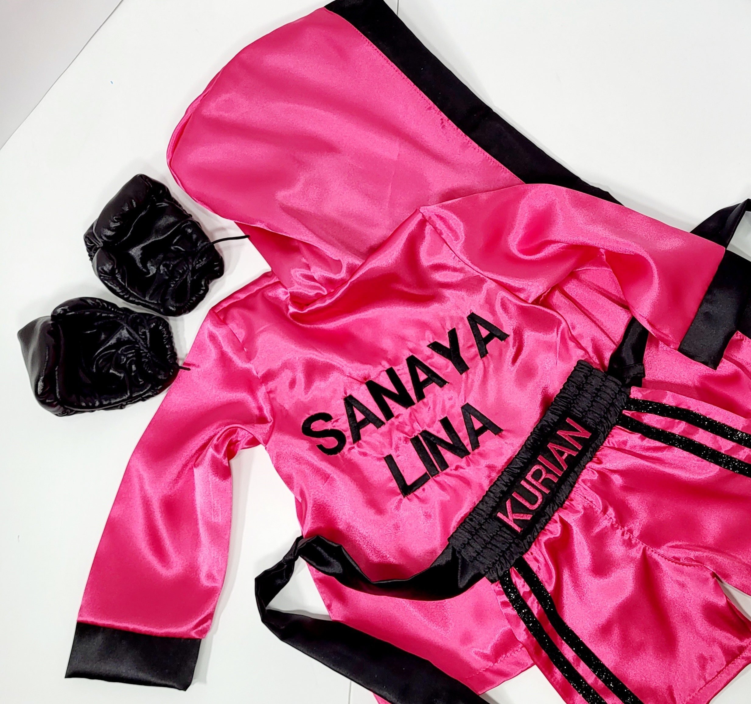 Personalized Boxing Set Robe, Shorts, Wearable Baby Gloves