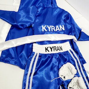 Personalized Boxing Set Robe, Shorts, Wearable Baby Gloves