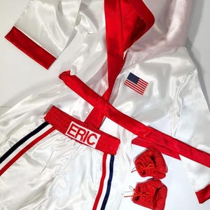 Personalized Boxing Set Robe, Shorts, Wearable Baby Gloves