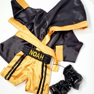 Kids personalized boxing set robe, shorts, baby gloves. image 10