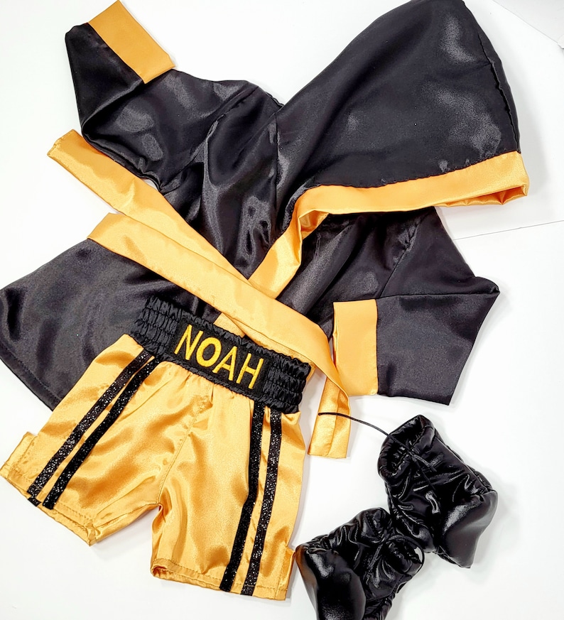 Kids personalized boxing set robe, shorts, baby gloves. image 10