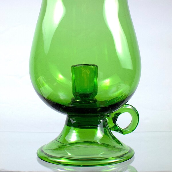 Green Glass Hurricane Candle Holder Etsy