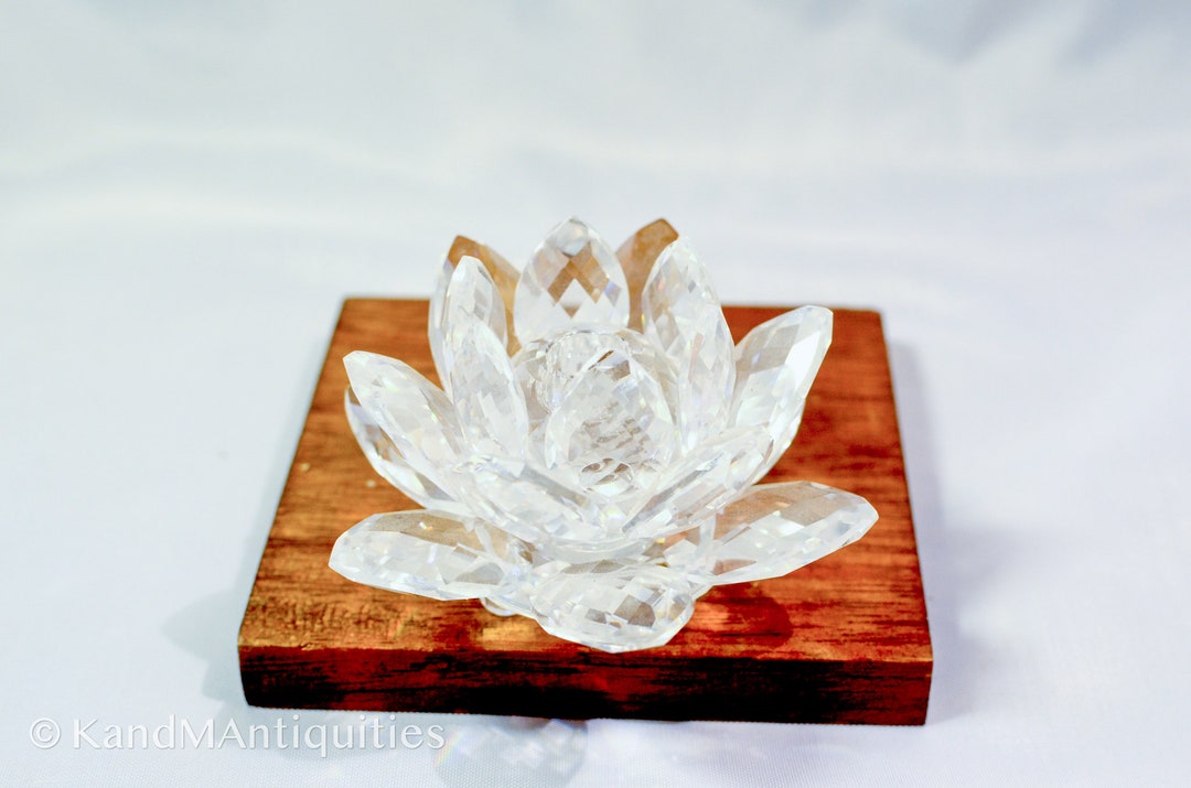 SWAROVSKI Lotus Flower Candle Holder 7600 in Clear Swarovski Crystal, No Box Etsy