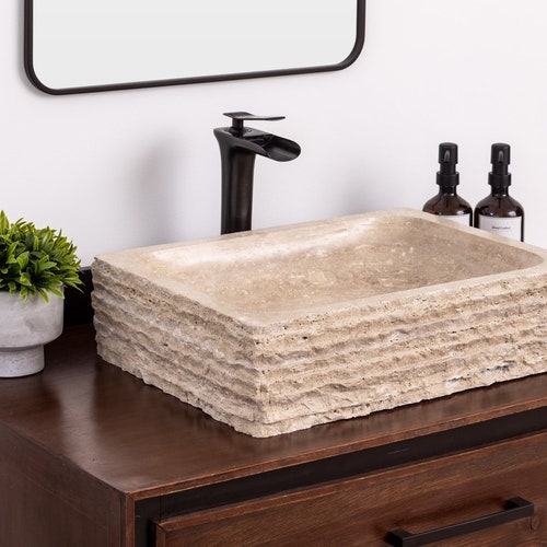 Natural Stone Vessel Bathroom Sink Burj Ojinaga Marble Etsy