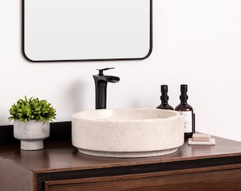 Natural Stone Vessel Bathroom Sink, Avalon Ojinaga Marble, Vanity Basin