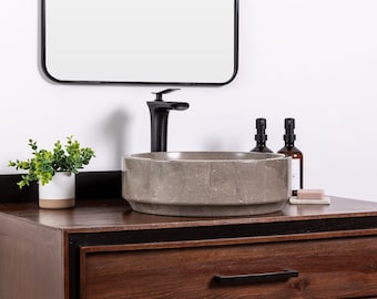 Natural Stone Vessel Bathroom Sink, Avalon Goleta Marble, Vanity Basin