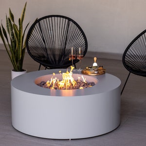 Round Outdoor Fire Pit Table, Propane and Natural Gas