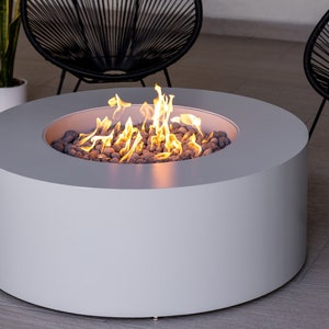 Round Outdoor Fire Pit Table, Propane and Natural Gas