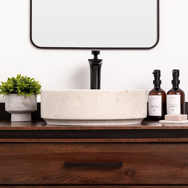 Natural Stone Vessel Bathroom Sink, Avalon Ojinaga Marble, Vanity Basin