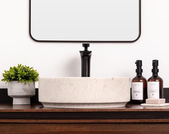 Natural Stone Vessel Bathroom Sink, Avalon Ojinaga Marble, Vanity Basin