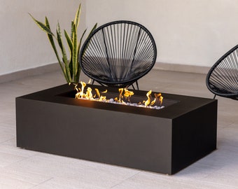 Coronado Fire Pit Table 54", Propane or Natural Gas, Rectangular Fire Table, Powder Coted Steel, Charcoal Black