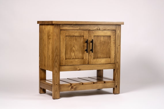 Single Bathroom Vanity, Solid Pine Wood Bathroom Vanity, Custom Made Cabinet - Somerset
