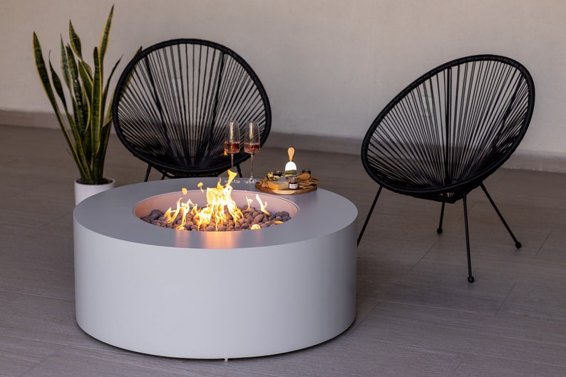 Round Outdoor Fire Pit Table, Propane and Natural Gas