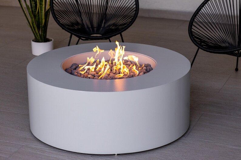 Round Outdoor Fire Pit Table, Propane and Natural Gas