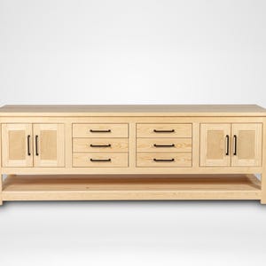 Double Sink Bathroom Vanity with Solid Wood Countertop and Six Middle Drawers, Farmhouse Style