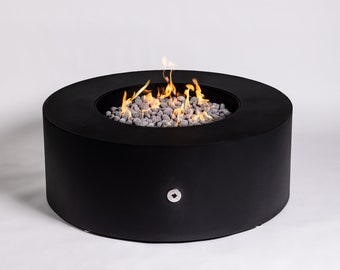 Malibu Outdoor Fire Pit Table 42", Propane or Natural Gas, Round Fire Table, Powder Coated Steel, Charcoal Black