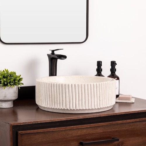 Natural Stone Vessel Bathroom Sink Burj Ojinaga Marble Etsy