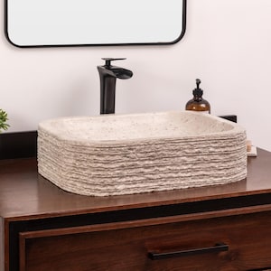Natural Stone Vessel Bathroom Sink, Yuma Ojinaga Marble, Vanity Sink