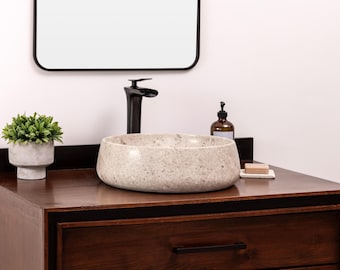 Natural Stone Vessel Bathroom Sink, Selma Ojinaga Marble, Vanity Bowl Basin