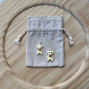 Teddy Bear Earrings, 925 Sterling Silver Plated Earrings, Hypoallergenic Earrings, Cute Earrings, Dangle Earrings, Gifts for Her