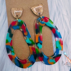 CHANGING LEAVES Colorful Ovals - Colorful Earrings