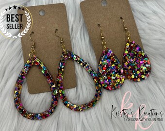 SHENANIGANS Glitter Teardrops - Teardrop Earrings - Colorful Earrings - Bright Earrings