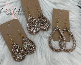 BEST SELLER - ATHENA Glitter Teardrop Earrings - Gold Earrings - Glitter Earrings