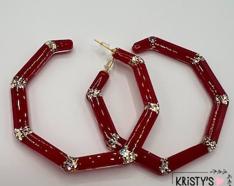 Aros Mia de manzana de caramelo - Pendientes rojos - Aros grandes