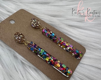 Colorful Birthday Earrings - Birthday Party Earrings - Confetti Glitter Birthday Candle Earrings