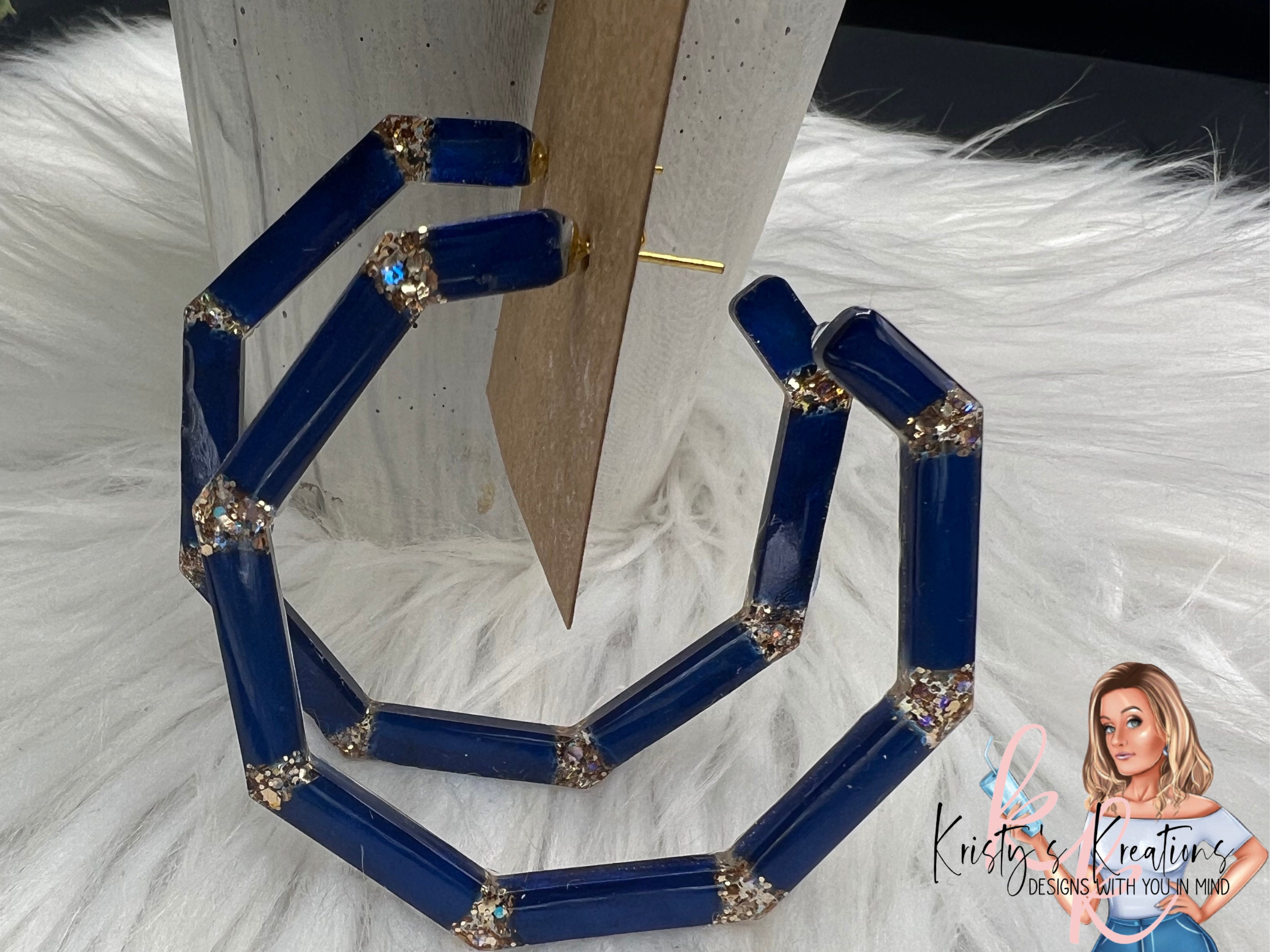 MIDNIGHT BLUE XL Hoop Earrings, Blue Hoop Earrings, Navy Hoops