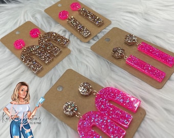 BEST SELLER - Girls Just Wanna Have Fun Glitter Arch & Rectangle Earrings