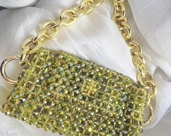 Small green crystal bag